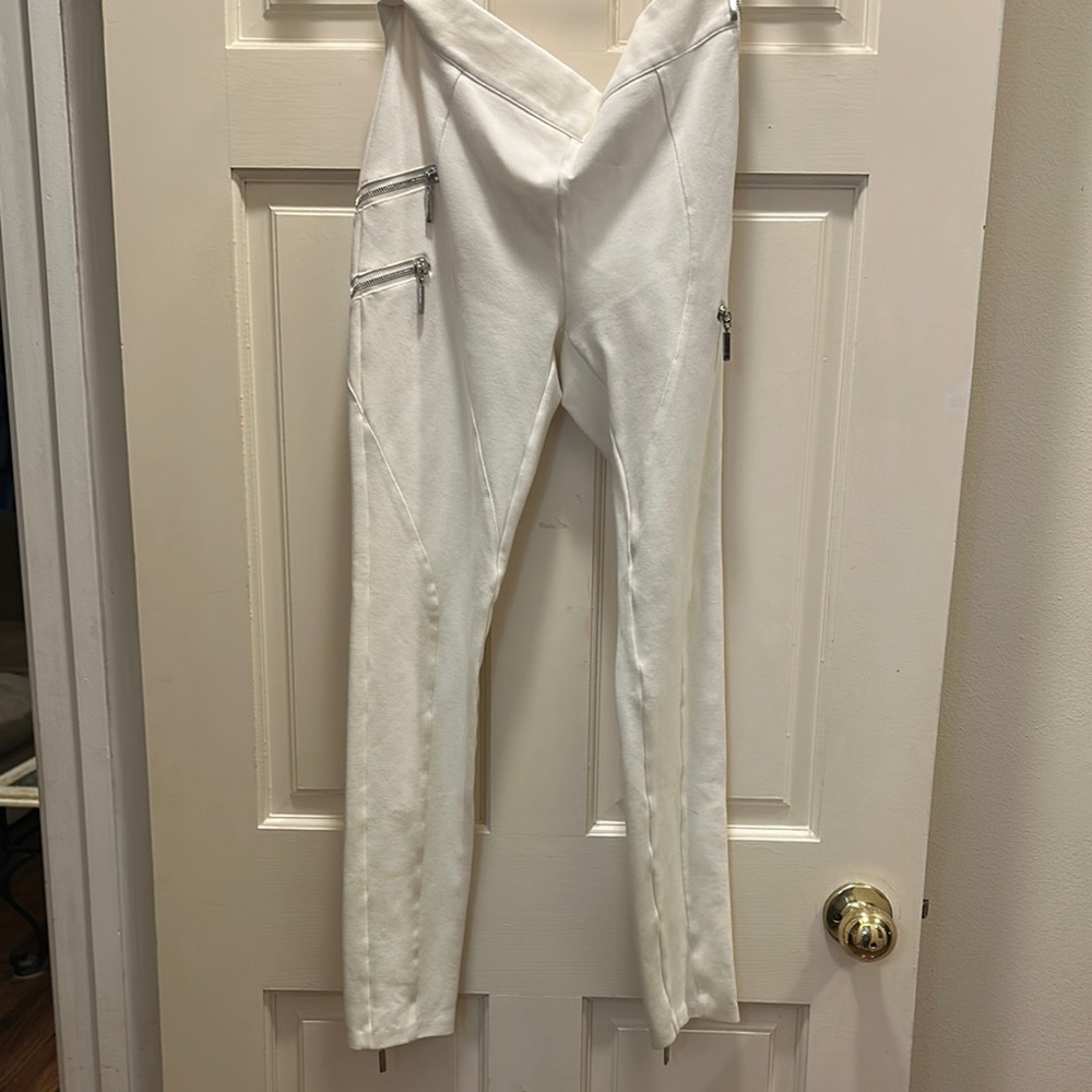 White Zipper Detail Pants